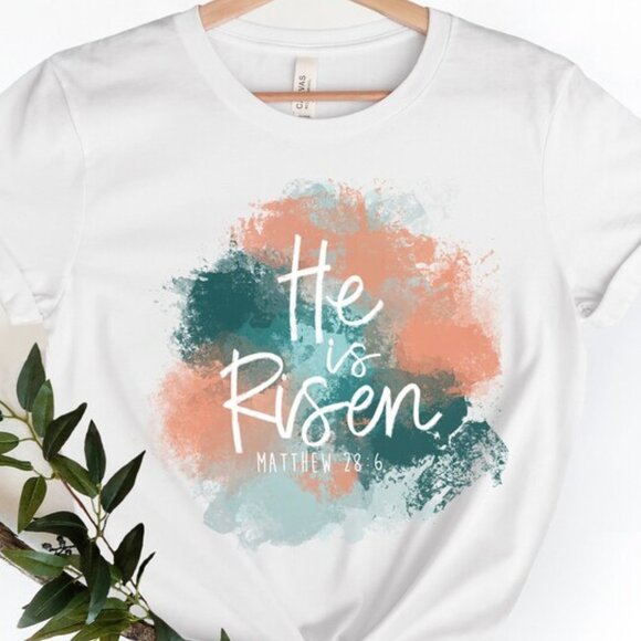 Gildan Tops - He is Risen Easter Shirt,Christian Easter Shirt